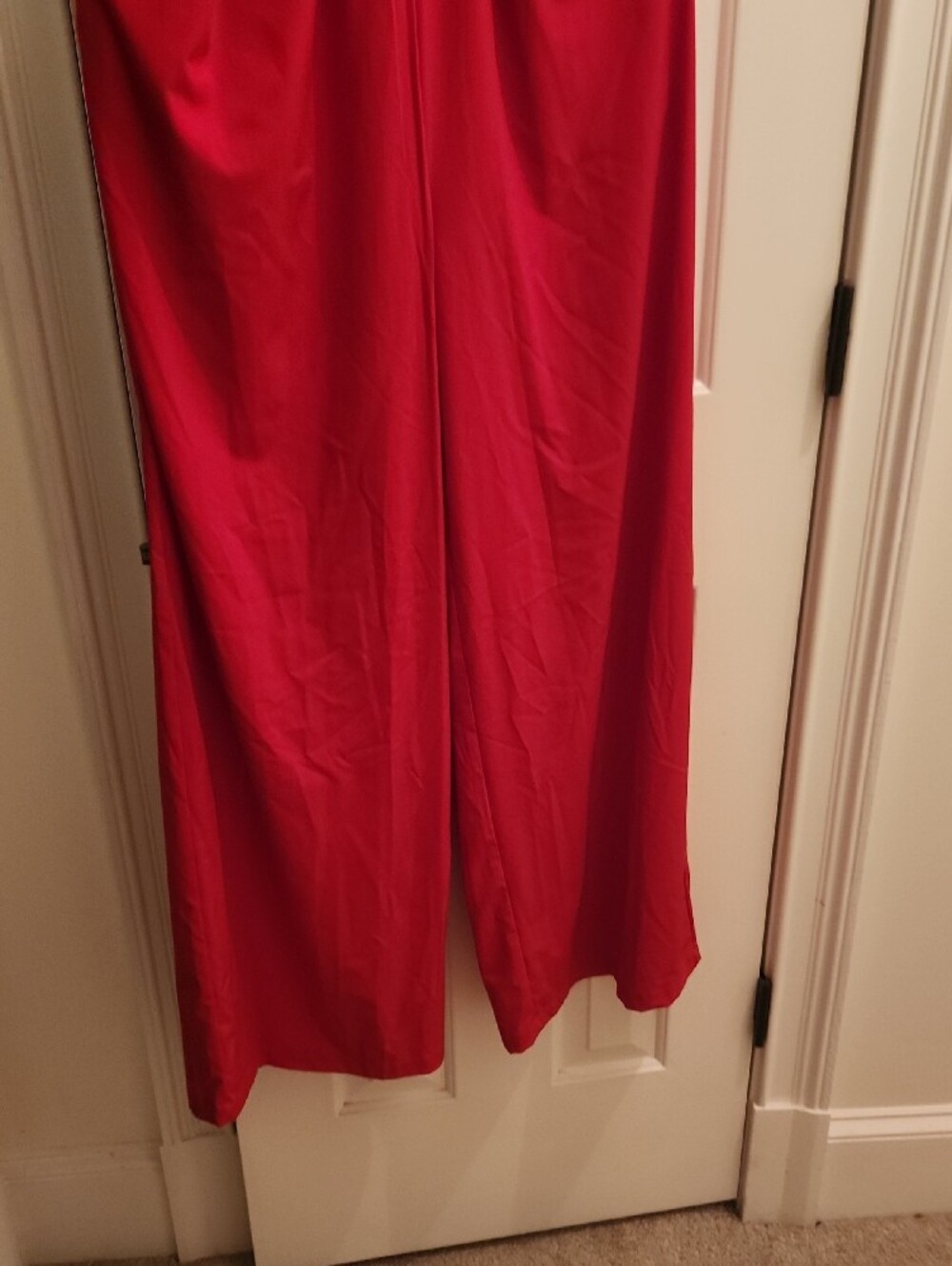 HALARA Cherry Red V-Neck Wide-Leg Jumpsuit NEVER WORN. - Picture 5 of 8